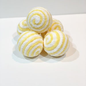 Yellow and White Decorative Yarn Ornament Balls, Lemon Decor, Tiered Tray Decor, Wreath Attachment, Dough Bowl Fillers, Lantern Decor, Orbs image 4