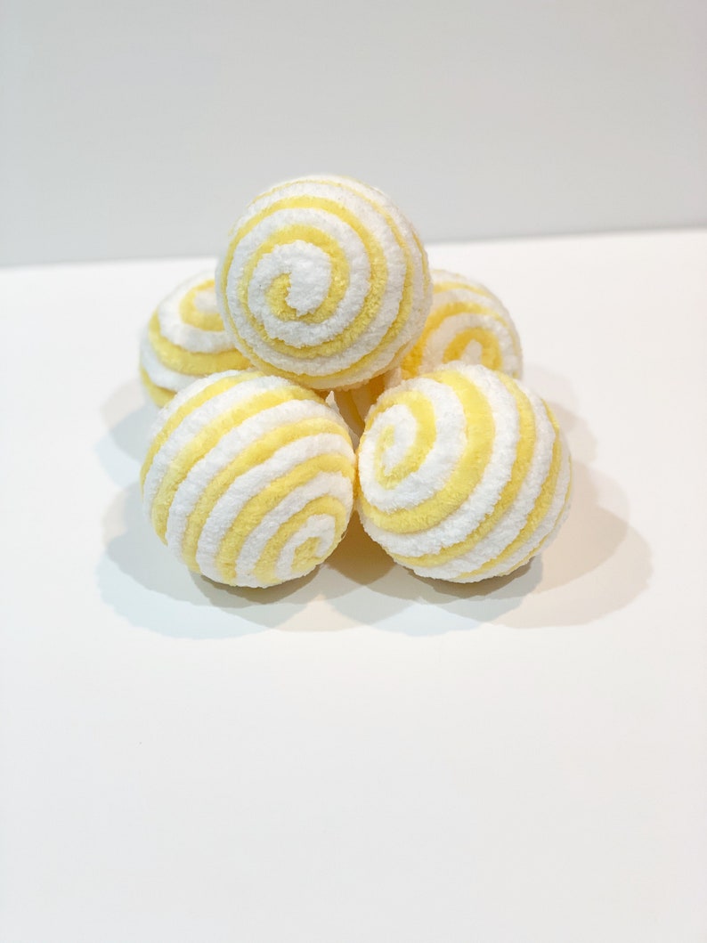 Yellow and White Decorative Yarn Ornament Balls, Lemon Decor, Tiered Tray Decor, Wreath Attachment, Dough Bowl Fillers, Lantern Decor, Orbs image 4