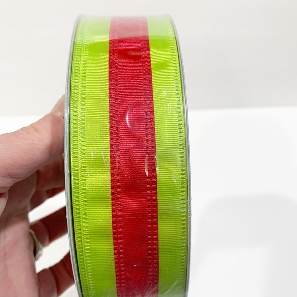Spring Ribbon, Hot Pink and Lime Green WIRED *50 yard Roll 1.5 inch, Members Mark Spring Floral Ribbon, Bow Making Ribbon, Craft Supply