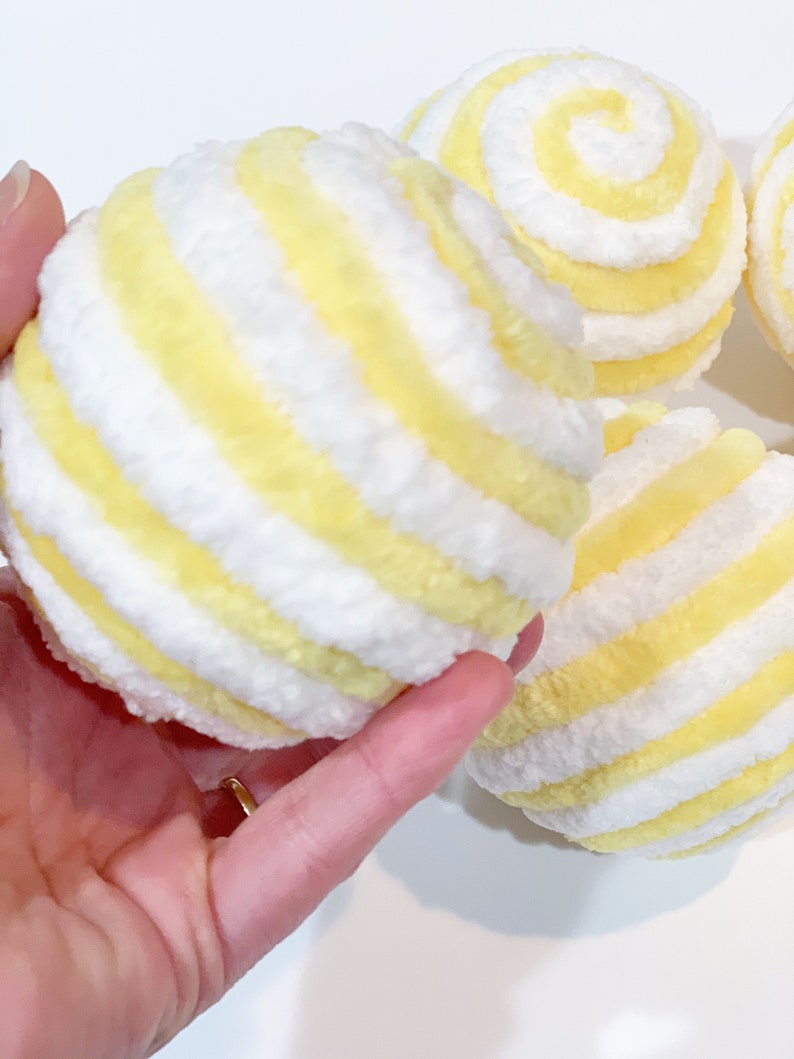 Yellow and White Decorative Yarn Ornament Balls, Lemon Decor, Tiered Tray Decor, Wreath Attachment, Dough Bowl Fillers, Lantern Decor, Orbs image 6