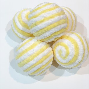 Yellow and White Decorative Yarn Ornament Balls, Lemon Decor, Tiered Tray Decor, Wreath Attachment, Dough Bowl Fillers, Lantern Decor, Orbs image 2