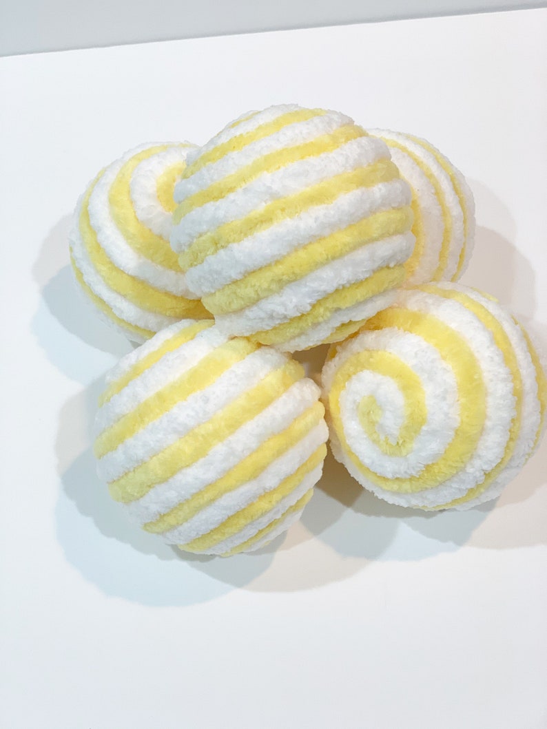 Yellow and White Decorative Yarn Ornament Balls, Lemon Decor, Tiered Tray Decor, Wreath Attachment, Dough Bowl Fillers, Lantern Decor, Orbs image 2