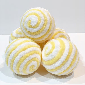 Yellow and White Decorative Yarn Ornament Balls, Lemon Decor, Tiered Tray Decor, Wreath Attachment, Dough Bowl Fillers, Lantern Decor, Orbs image 3