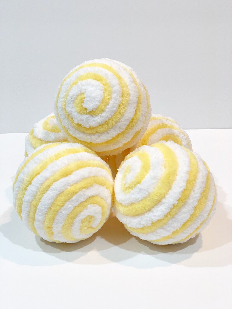 Yellow and White Decorative Yarn Ornament Balls, Lemon Decor, Tiered Tray Decor, Wreath Attachment, Dough Bowl Fillers, Lantern Decor, Orbs image 3