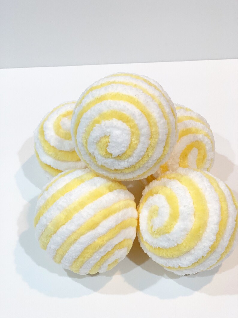 Yellow and White Decorative Yarn Ornament Balls, Lemon Decor, Tiered Tray Decor, Wreath Attachment, Dough Bowl Fillers, Lantern Decor, Orbs image 1