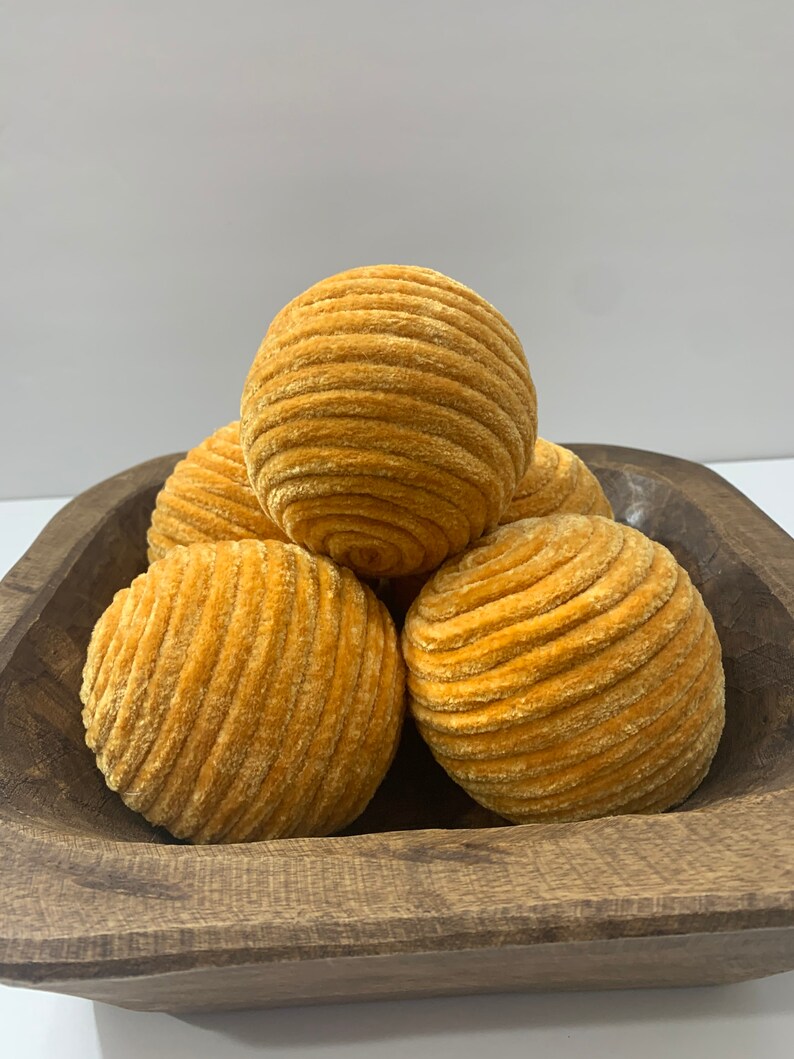 Mustard Yellow Velvet Balls Decorative Yarn Ornament Balls Etsy
