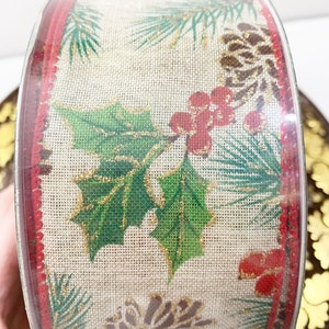Christmas Pine Cone Wired Ribbon: Holiday Bow Making, 50 Yard Roll