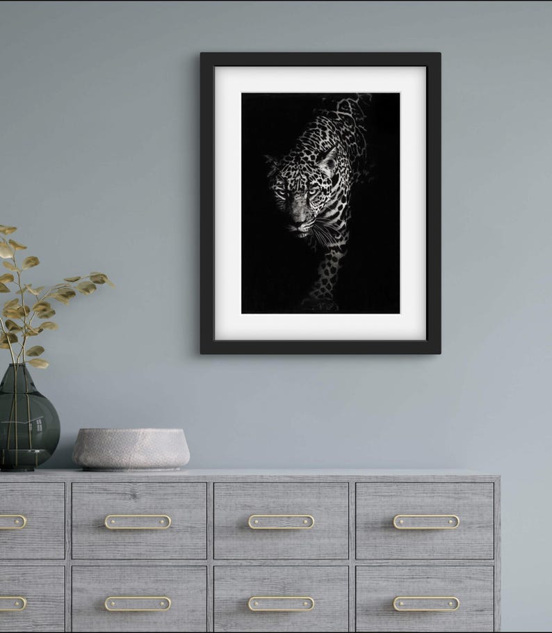 Original Art, Charcoal Drawing, Leopard, Home Decor, Office Decor, Gift ...