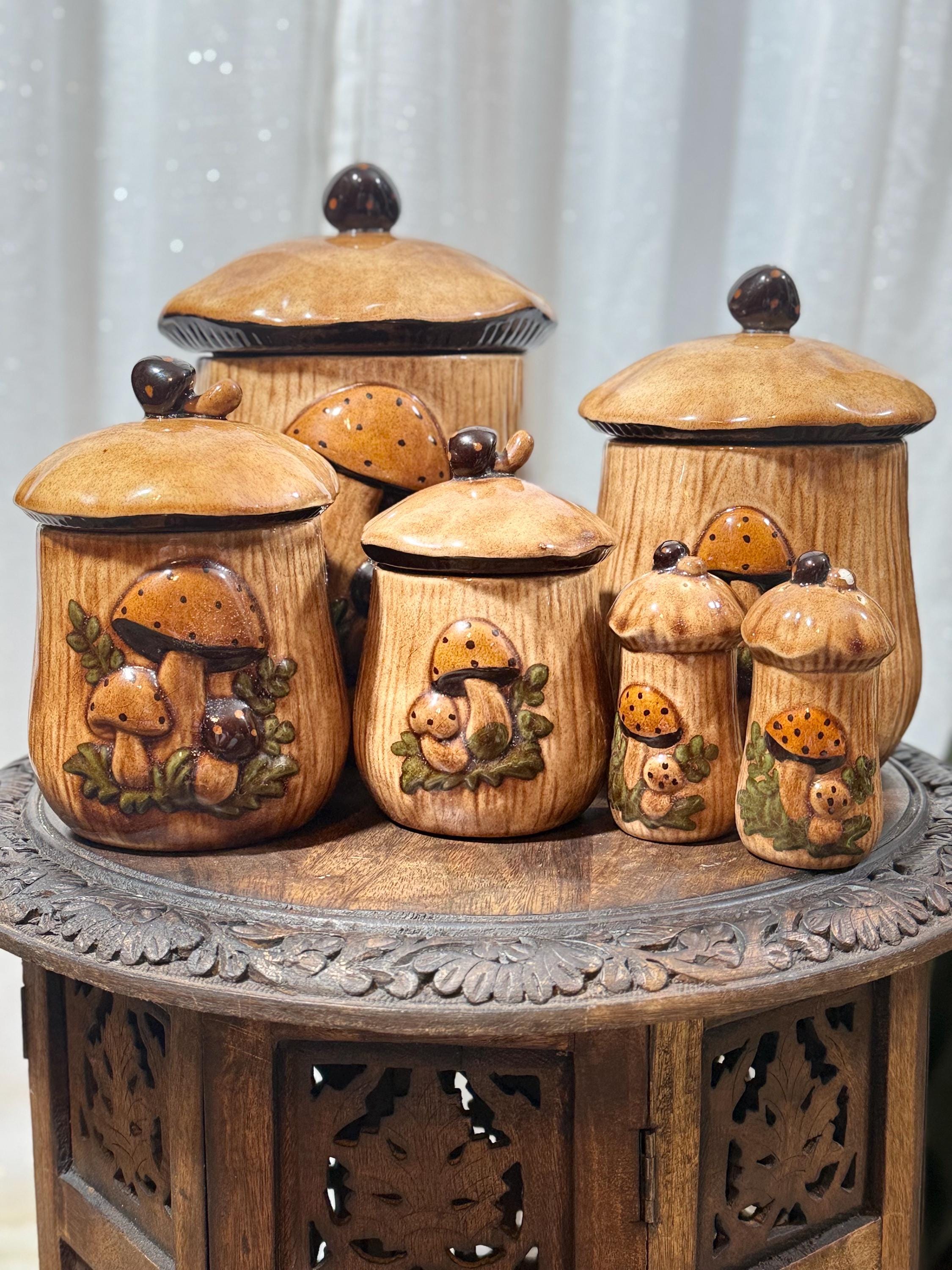 Mushroom Canister Set 1970s - Etsy