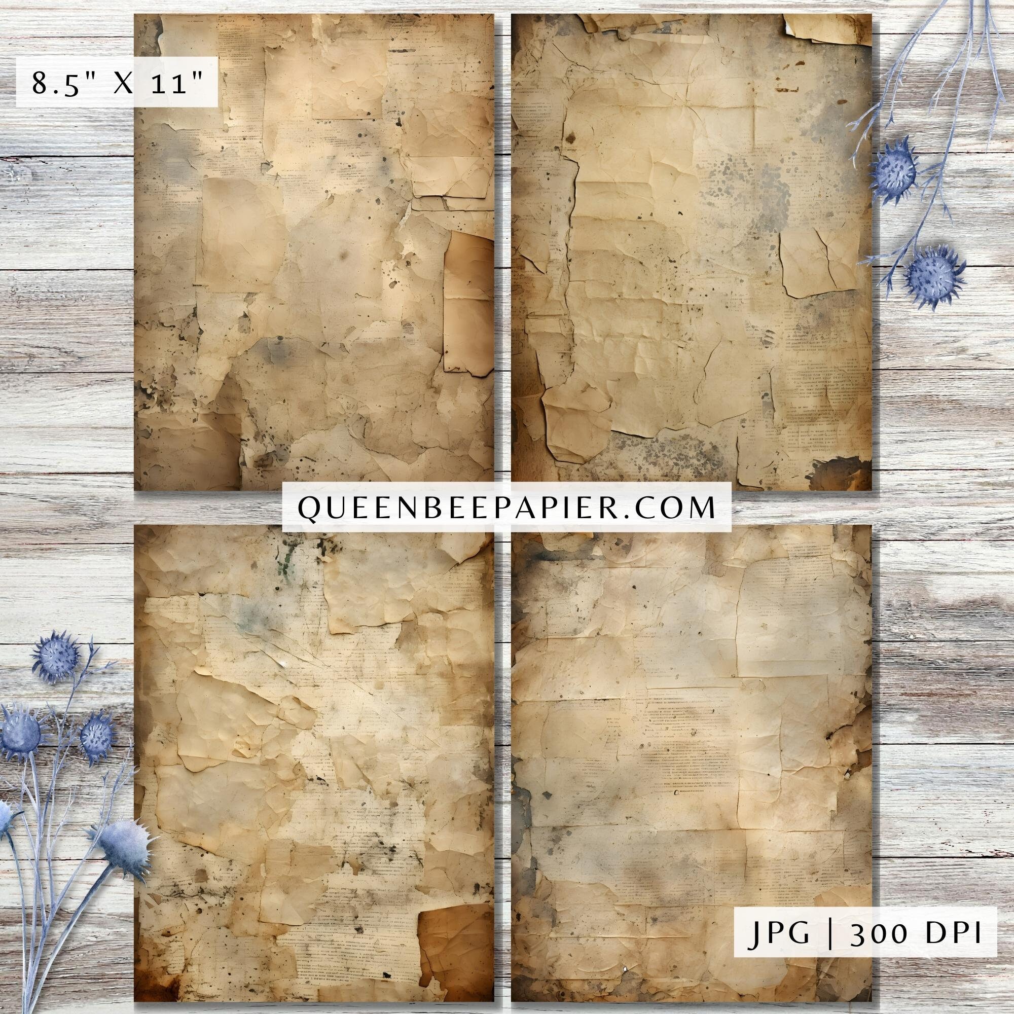 Antique Torn Digital Paper, Vintage Ripped Old Aged Printable Scrapbook ...