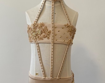 Dance Costume/Appliqués/Rhinestones/ Child Medium