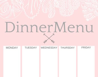 family menu planner etsy