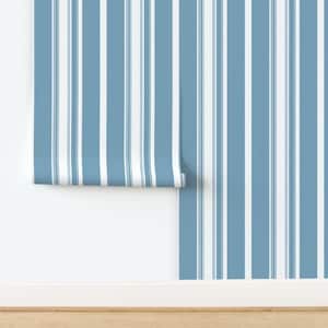 Blue Striped Wallpaper | Peel and Stick | Removable Woven Wallpaper | Nursery | Renter Friendly Wallpaper | Traditional Classic