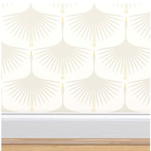 Tapete - Art Deco Schwäne | Schälen und Aufkleben | Abnehmbare gewebte Tapete | Hintergrund | Renter freundlich Wallpaper | Art Deco Wallpaper