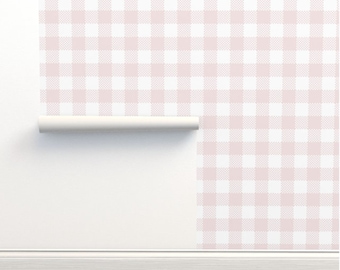 Large Pink Gingham Peel and Stick Wallpaper | Removable