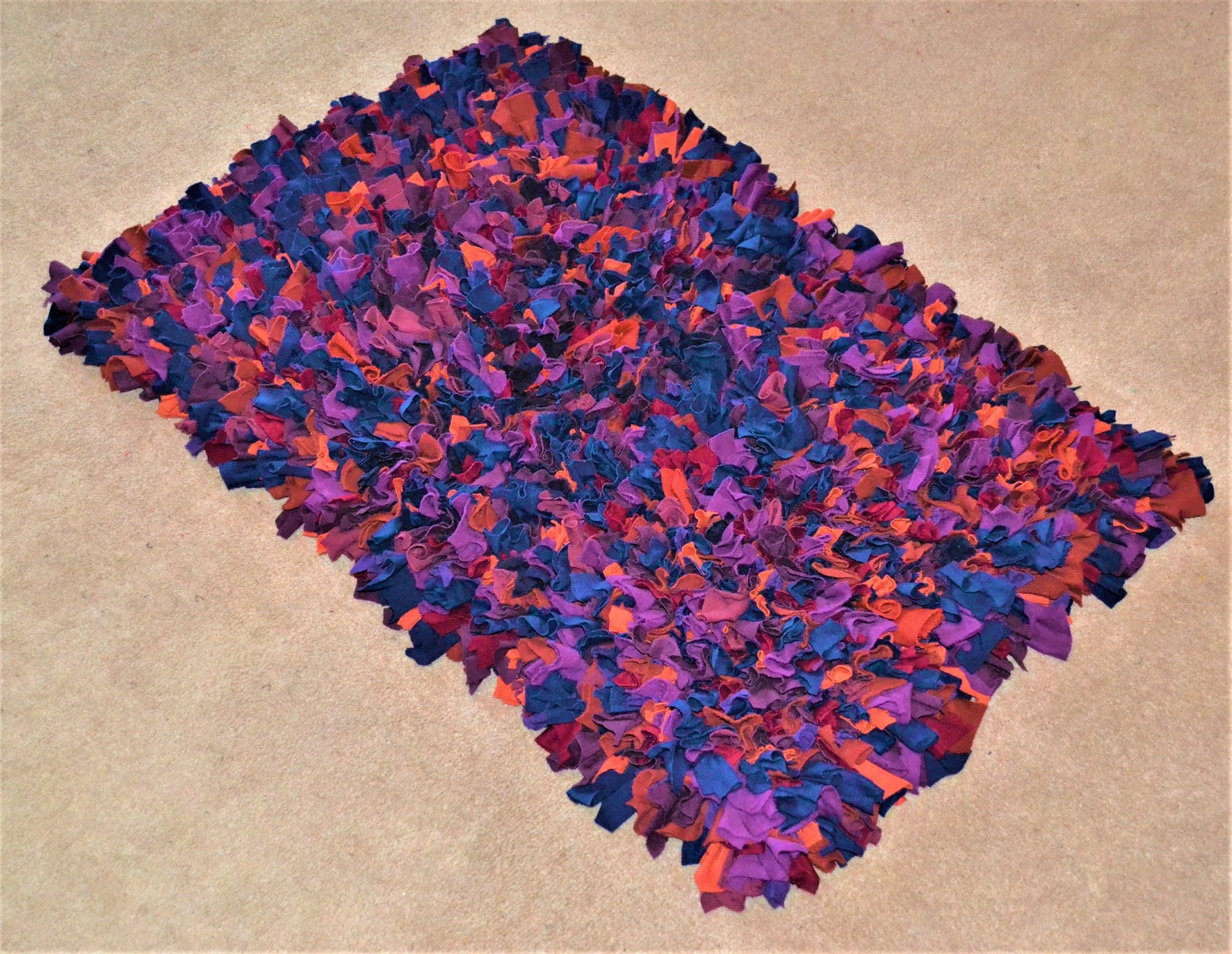 75x50cm handmade rag rug made from recycled fabrics Etsy