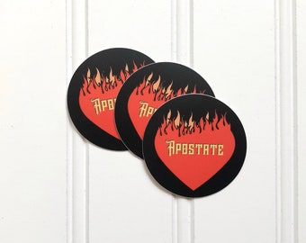 Sticker | Apostate Flaming Heart | 2” Round Vinyl Statement Sticker