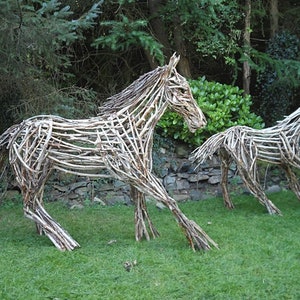 Mare and Foal Horse Pony driftwood sculpture