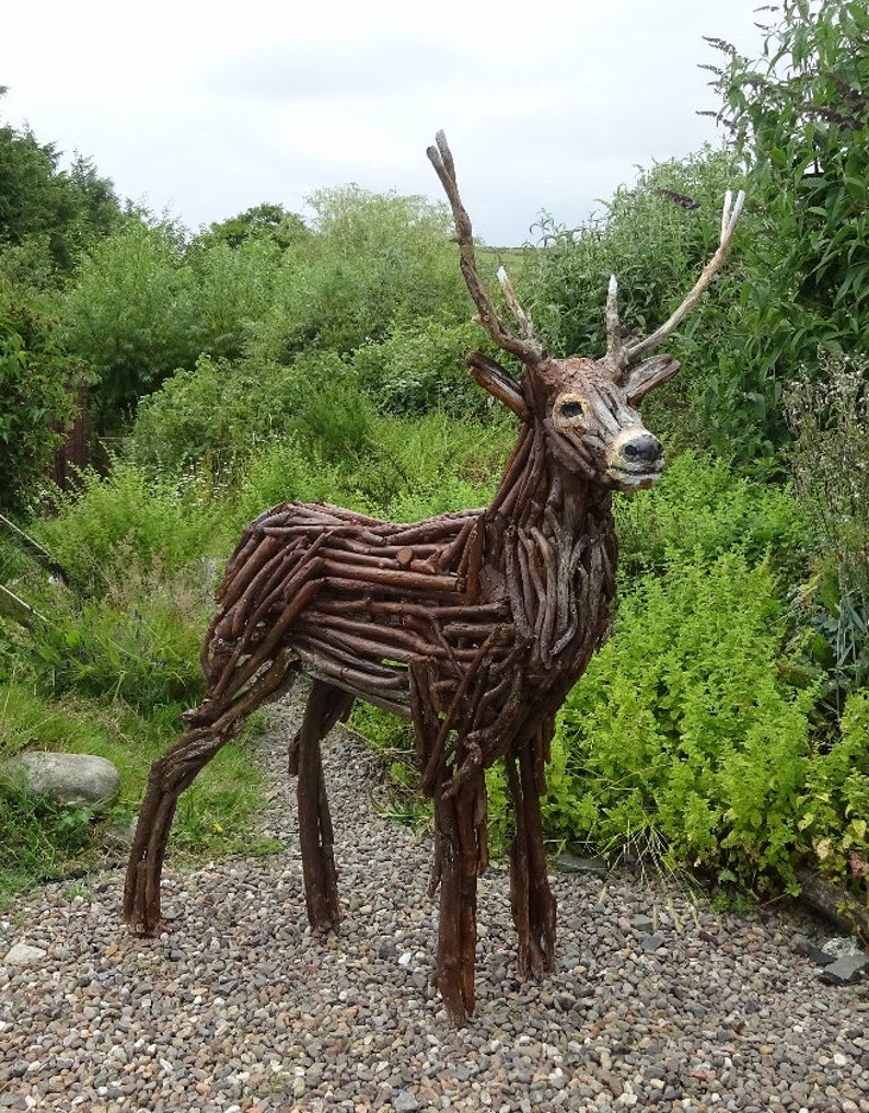 Stag Deer Large Driftwood Garden Sculpture Etsy