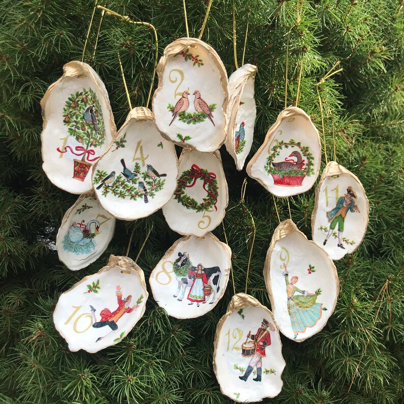 12 Days of Christmas Oyster Shell Ornaments Etsy