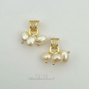 Baroque Pearl gold earrings | Pearl Earrings | Pearl stud earrings | Wedding earrings | bridal earrings
