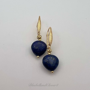 Lapis Lazuli Teardrop Gold Fill Earrings | Natural Lapis Lazuli | Genuine Lapis Lazuli Earrings | Blue Stone earrings