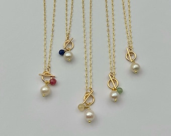 Baroque Pearl Gold Filled Paperclip & Curb Toggle Necklace - Bloom Jewelry