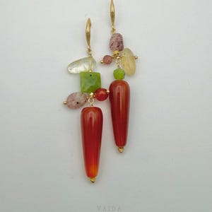 Carnelian Teardrop Earrings | Natural Carnelian Gold Filled Earrings | Carnelian Drop Earrings | Carnelian Earrings | Orange Stone earrings