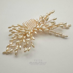 Bridal Gold and Pearl Hair Comb |  Pearl Headpiece | Bridal Hair Comb | Pearl Hair Comb | Wedding Hair Accessory | Gold hair comb and pearls