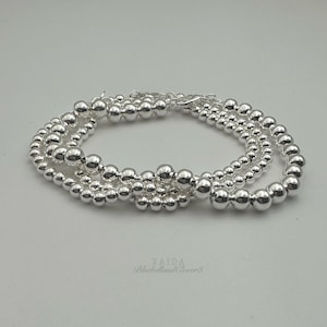 Sterling Silver Ball Bracelet 6 mm and 4mm | Classic Silver Ball Bracelet | Stackable Silver Bracelet