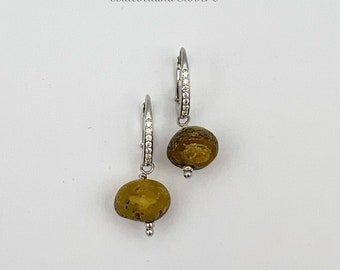 Genuine Raw Baltic Amber Silver Earrings | Baltic Amber Earrings | Natural Amber Stones | Untreated Amber Earrings