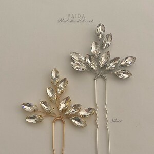 Silber oder Gold Kristall Blatt Braut Haarnadel | Hochzeit Haarnadeln | Braut Kopfschmuck | Kristall Gold Blätter Haarnadeln | Kristall-Haarnadel