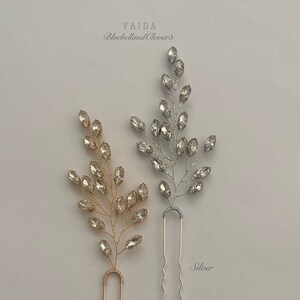Elegant Gold or Silver Crystal Leaf Bridal Hair Pin | Wedding Hair pins | Hair Pins for Bride |Bridal pin | Gold Crystal Leaves Hair pin