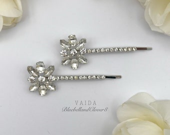 Crystal Hair Pins | Bridal Bobby Pin Set | Wedding Hair Accessories |Rhinestone Bobby Pins|Silver Bridal Bobby Pins | Bridal Crystal Hairpin