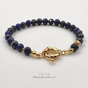 Lapis lazuli bracelet with gold filled Toggle| Lapis Lazuli Bracelet | Blue stone Bracelet | Gemstone Bracelet |Lapis lazuli Gold Bracelet