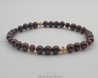 14k gold filled Garnet Bracelet |Garnet Bracelet |Garnet Jewellery | Garnet Elastic Bracelet | January Birthstone | Delicate garnet bracelet