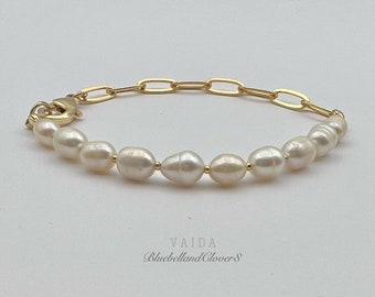 【VINTAGE HOLLYWOOD】Chain Half Pearl Bracelet〜ブレスレット VINTAGE HOLLYWOOD】Chain Half Pearl Bracelet☆送料・関税込