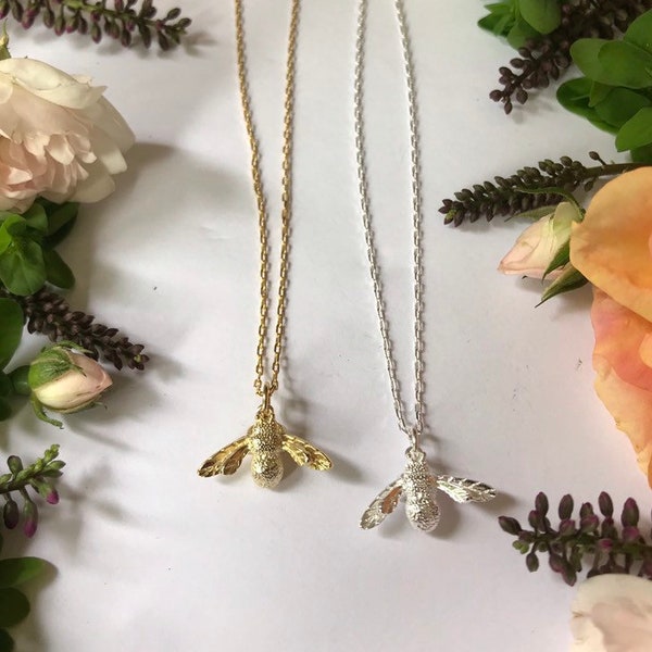 Sterling silver or 24ct Gold Plated Bumble Bee Necklaces