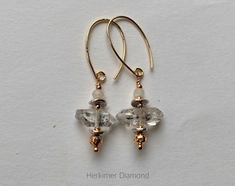 Herkimer Diamond Earrings | Raw Diamond Earrings | April Birthstone | Herkimer Earrings | Raw Herkimer Diamond Earrings