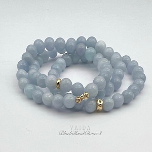 Natürliche Aquamarin Stein und Gold Armbänder | Heilendes Aquamarin Armband | Yoga Armband | Aquamarin Armband | März Geburtsstein