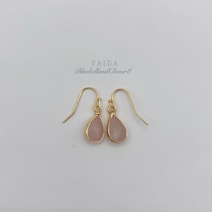 Orecchini in oro con quarzo rosa / Orecchini con finiture in oro con quarzo rosa / Orecchini a goccia in quarzo rosa / Orecchini con pietra rosa