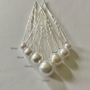 Silver Pearl Bridal hair pins set of Mixed Size pearls | Pearl Wedding hair pins | Pearl Bridal hair pins | Pearl Wedding hair accessories