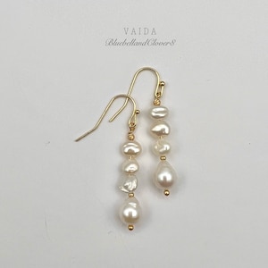 Pearl and Keshi Pearl Drop gold earrings , Freshwater Pearl Earrings, Gold Earrings, Wedding Earrings, Bridesmaid Earrings, Bridal Earrings