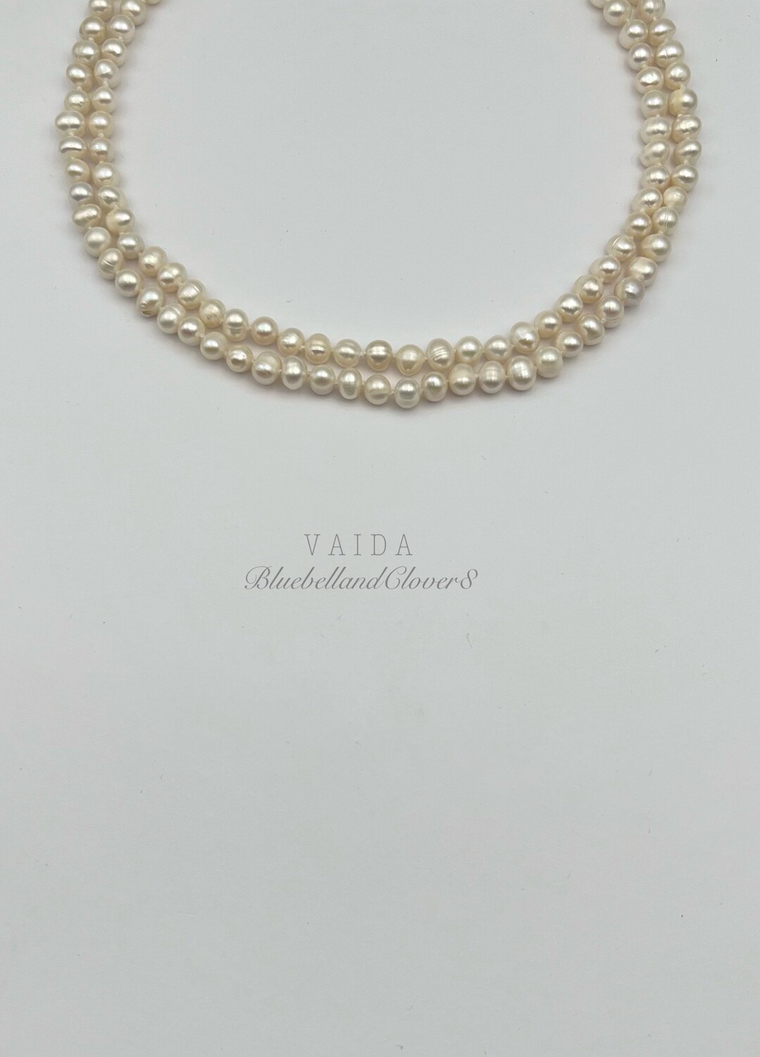 Double Strand Natural Pearl Necklace Two Strand Pearl Hand Etsy