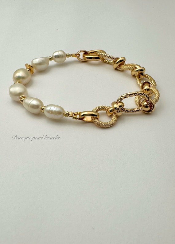希少 黒入荷！ Pearl Baroque Chunky Bracelet Filed Gold 14k Chain アクセサリー