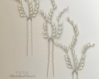 Silver wired Pearl Branch Bridal Bridesmaid hair pin | Wedding Hairpins | Hair Pin for Bride | Pearl Hairpins | Silver Hair Pin | Pearl pin