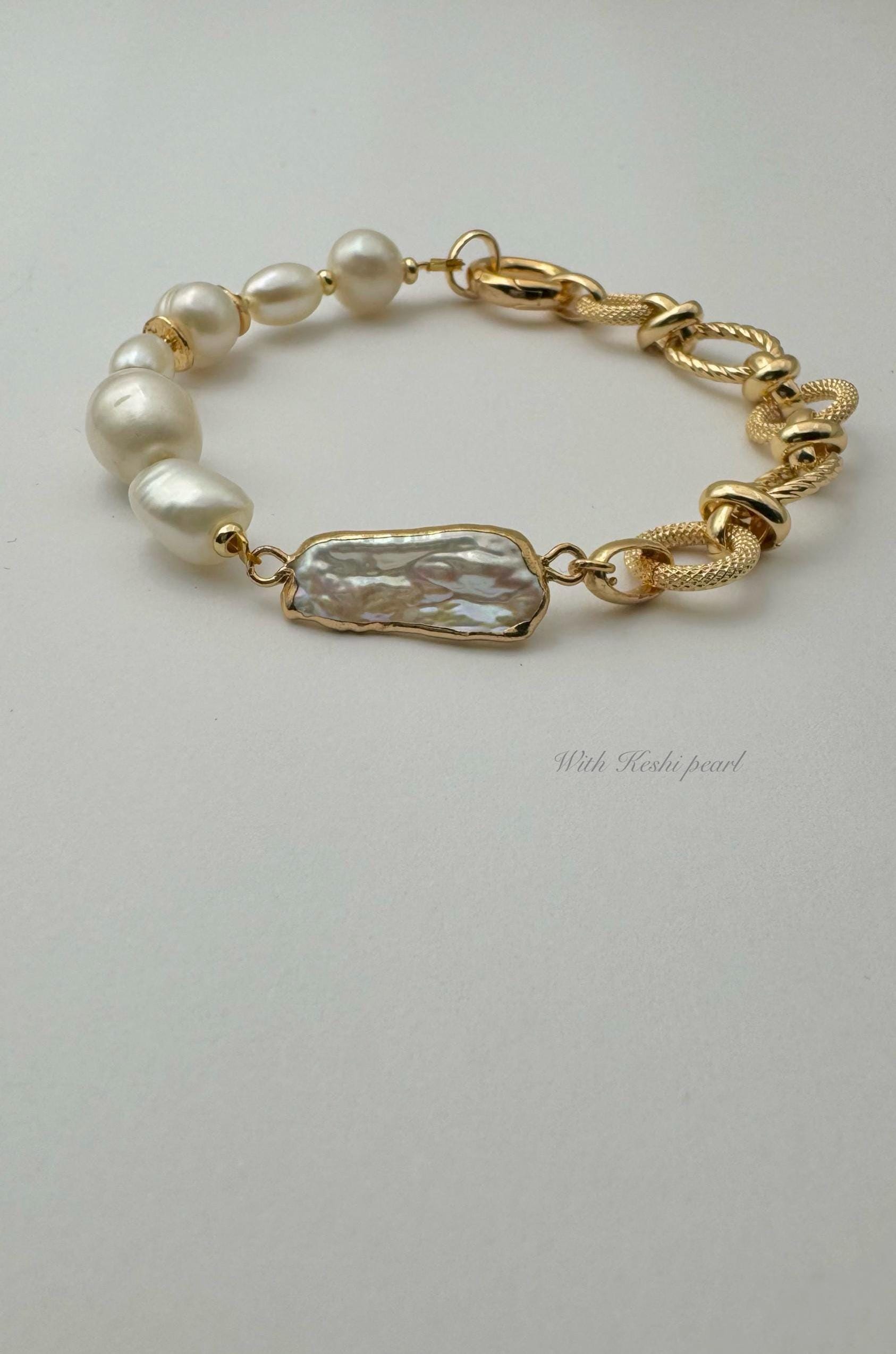 Statement Baroque Pearl Chain Bracelet – Artsory