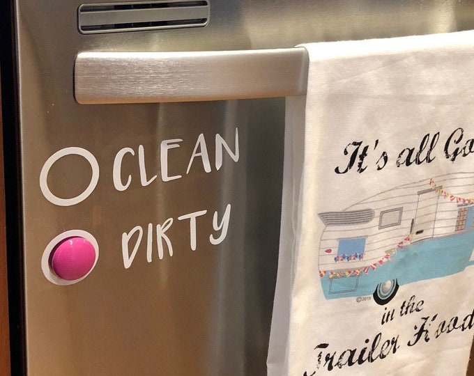 Dish Washer Magnet | Clean or Dirty Decal With Magnet | Sticker ...