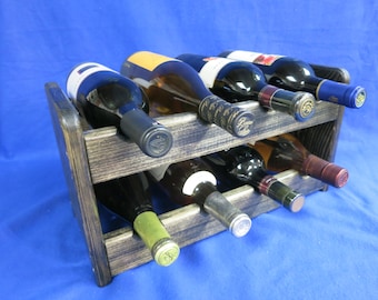 8-bottlle Wine rack - solid pine, stained