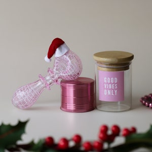IL MIGLIOR REGALO DI NATALE: pipa in vetro da 5 pollici, grinder e barattolo in vetro ermetico.
